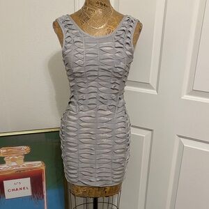 Herve Leger Bodycon dress small (2016 vibes) mini grey skintight perforated chic